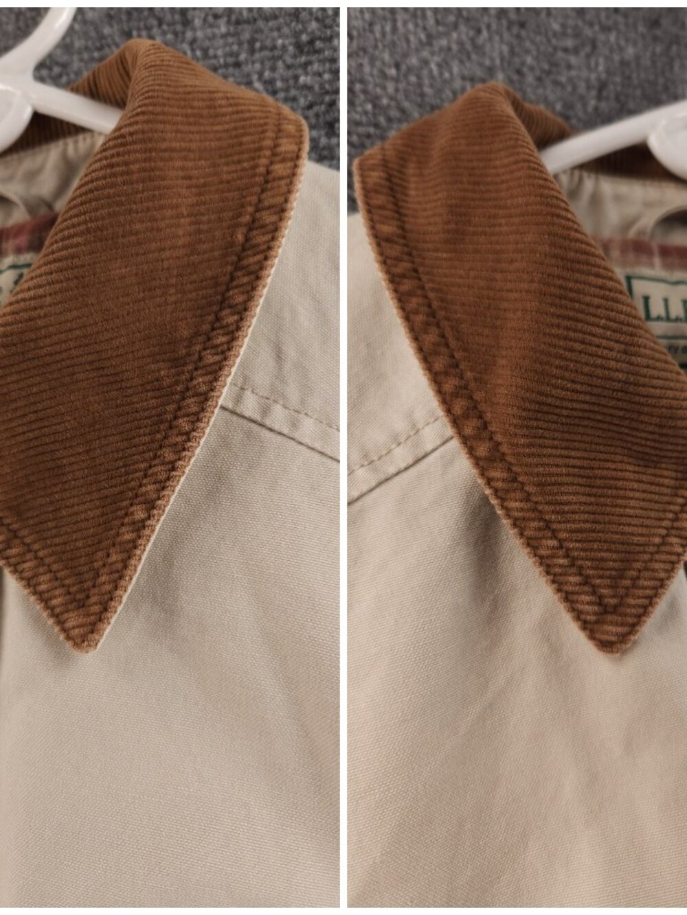 LL Bean Chore Coat Canvas Farm Ranch Barn Beige Small Petite Collared 267092 - Picture 10 of 16